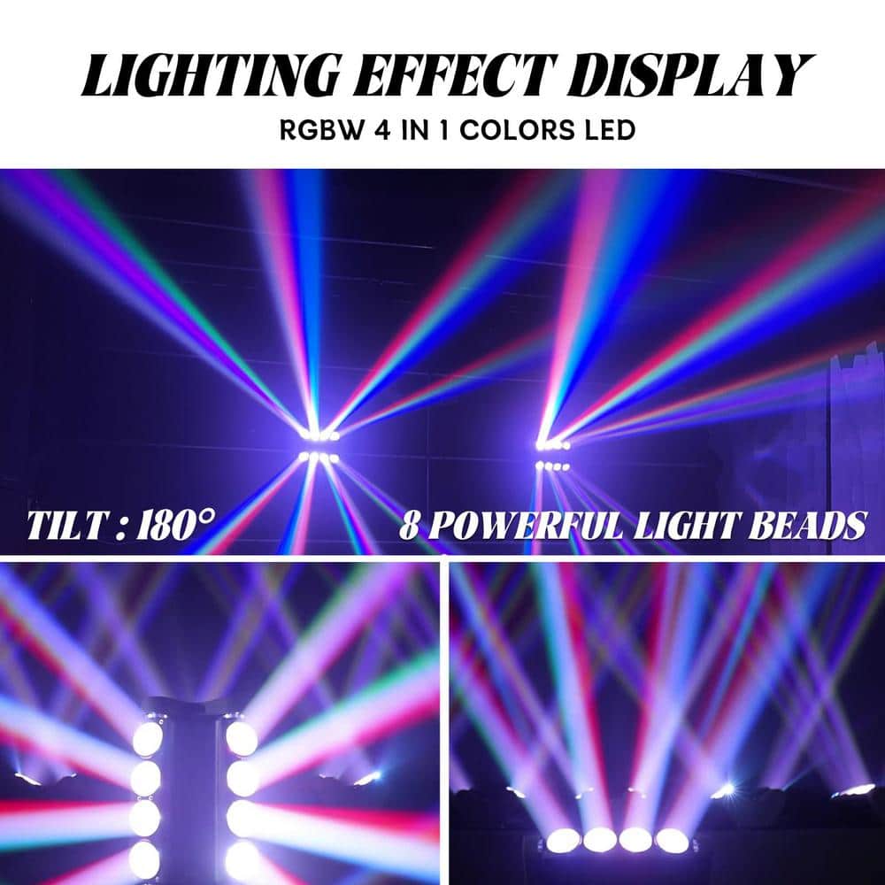 Lukyamzn 4 in 1 Portable Stage Light Spider Moving Head Light LED RGBW, Sound Activated for KTV Disco Party Event (2-Pack)