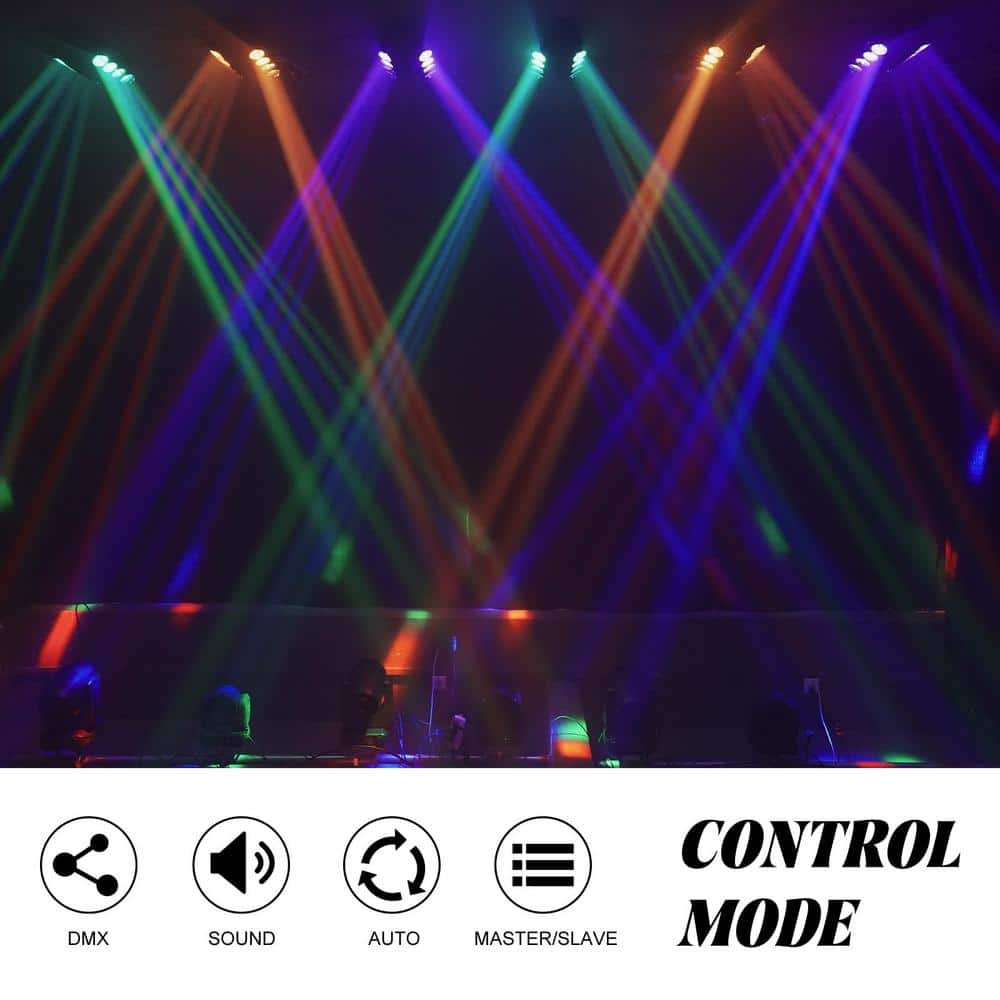 Lukyamzn 4 in 1 Portable Stage Light Spider Moving Head Light LED RGBW, Sound Activated for KTV Disco Party Event (2-Pack)
