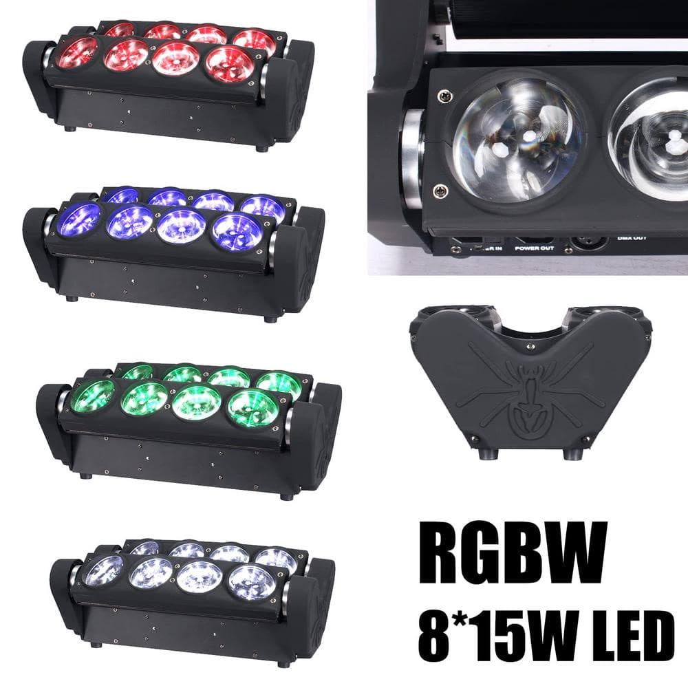 Lukyamzn 4 in 1 Portable Stage Light Spider Moving Head Light LED RGBW, Sound Activated for KTV Disco Party Event (2-Pack)