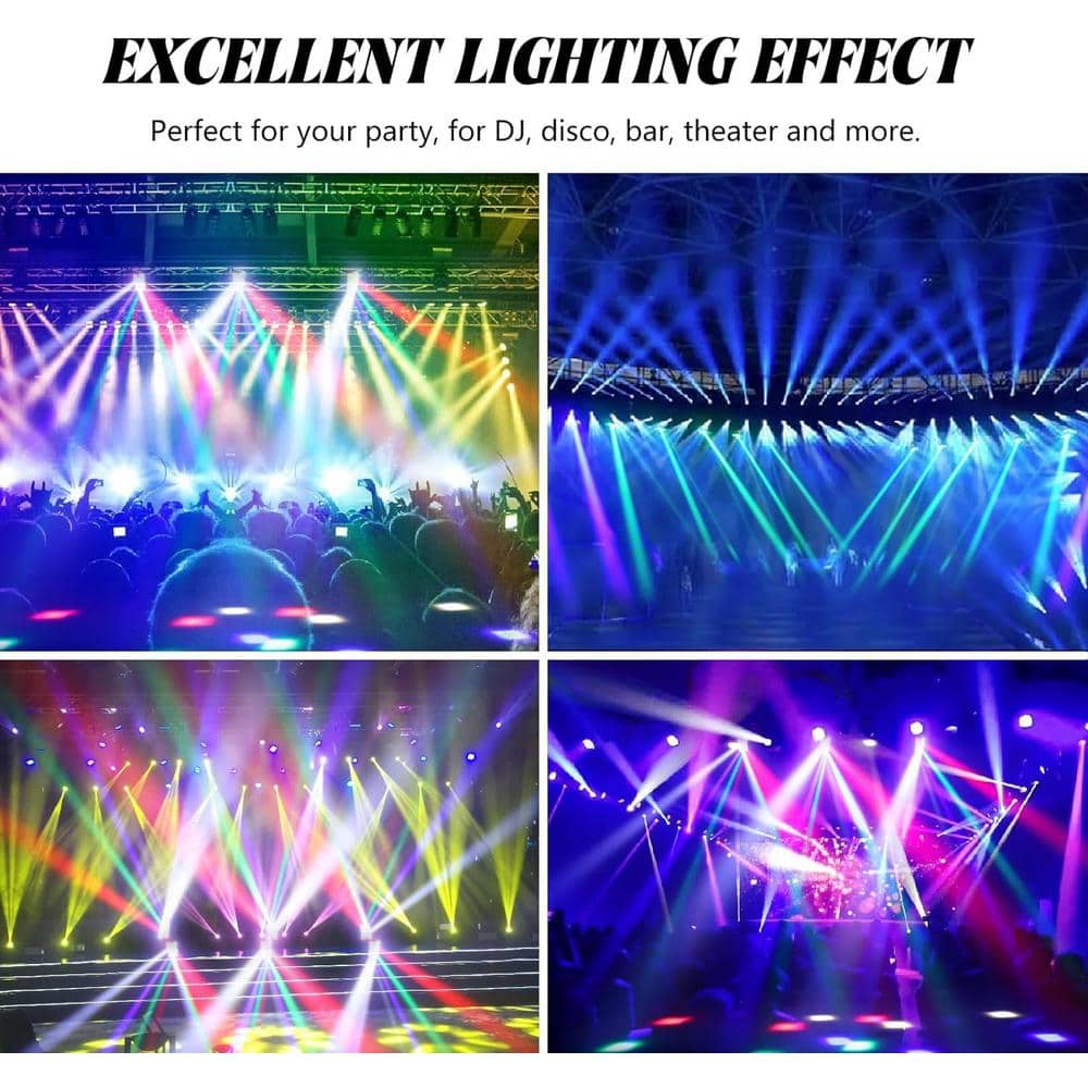 Lukyamzn 4 in 1 Portable Stage Light Spider Moving Head Light LED RGBW, Sound Activated for KTV Disco Party Event (2-Pack)