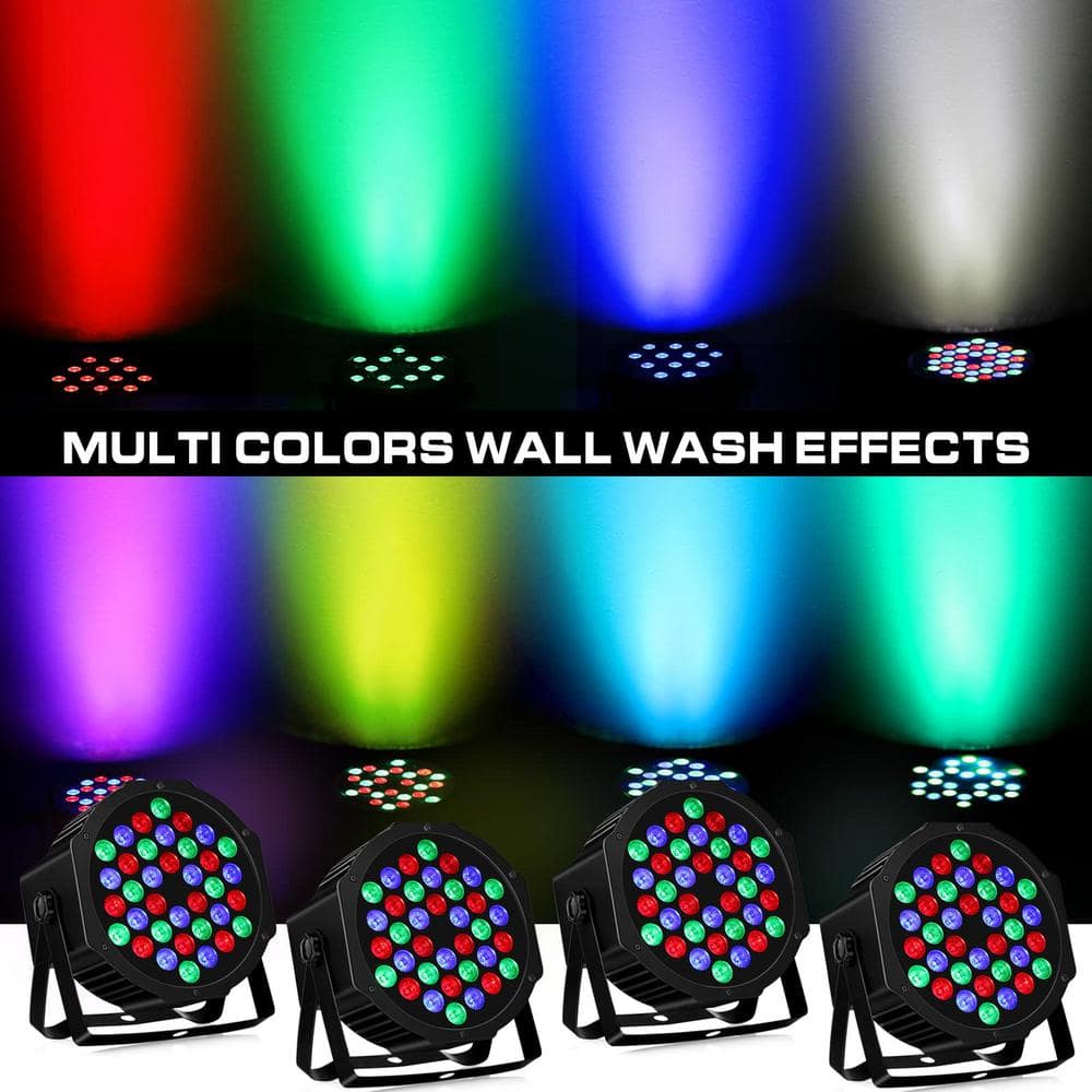 Lukyamzn 36LEDs RGB Stage Par Lights - Sound Activated Auto Play by Remote & DMX Control Uplights - 4 Pack