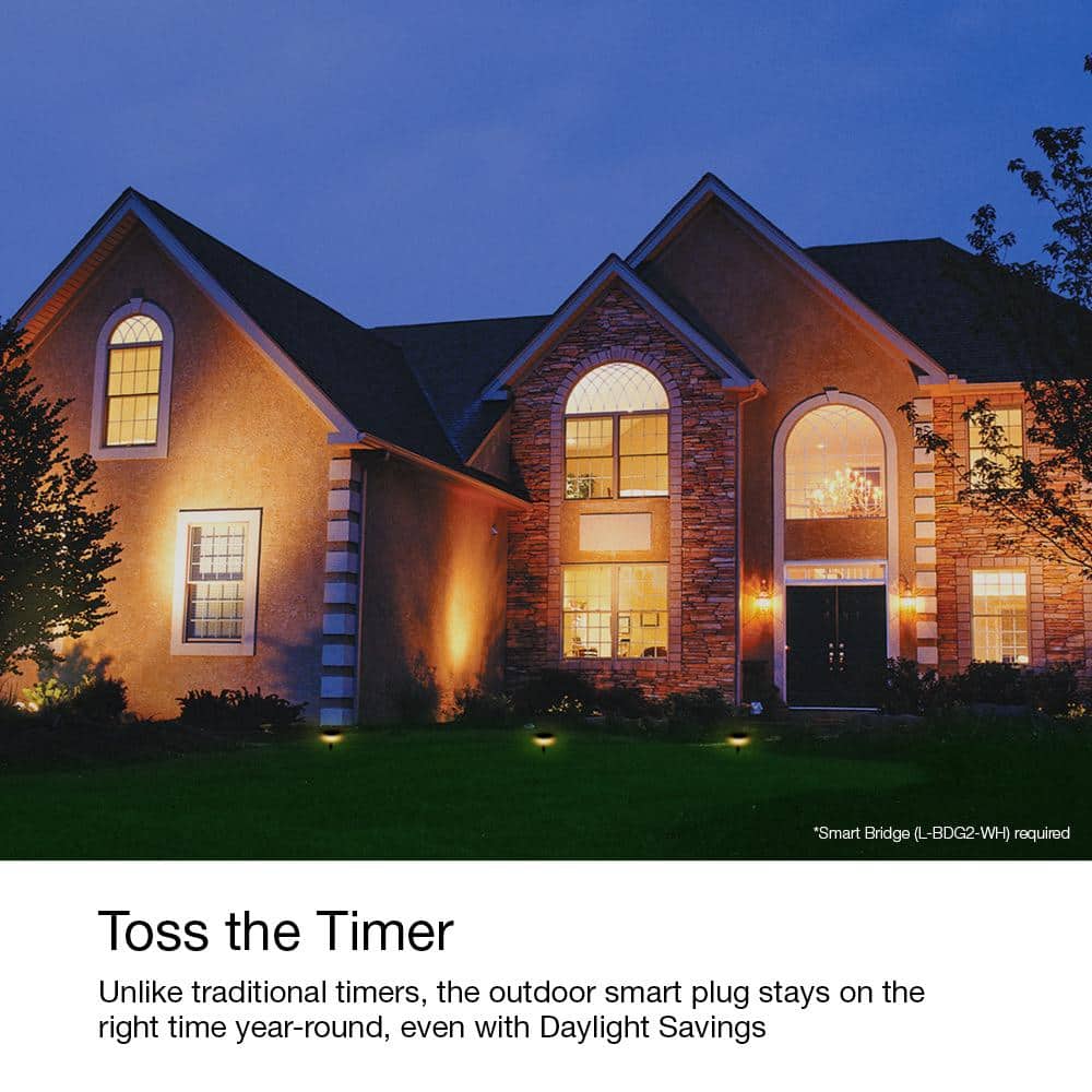 Lutron Caseta Weatherproof+ Outdoor Smart Plug with Pico Remote for Landscape/String Lights, 15A On/Off, Black (P-PKG1OUT-BL)