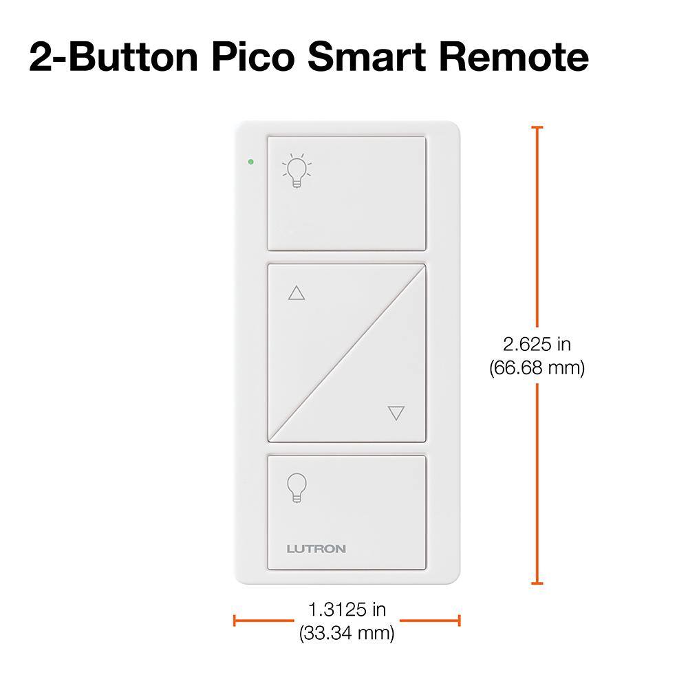 Lutron Pico Smart Remote (2-Button with Raise/Lower) for Caseta Smart Dimmer Switch, Black (PJ2-2BRL-GBL-L01)