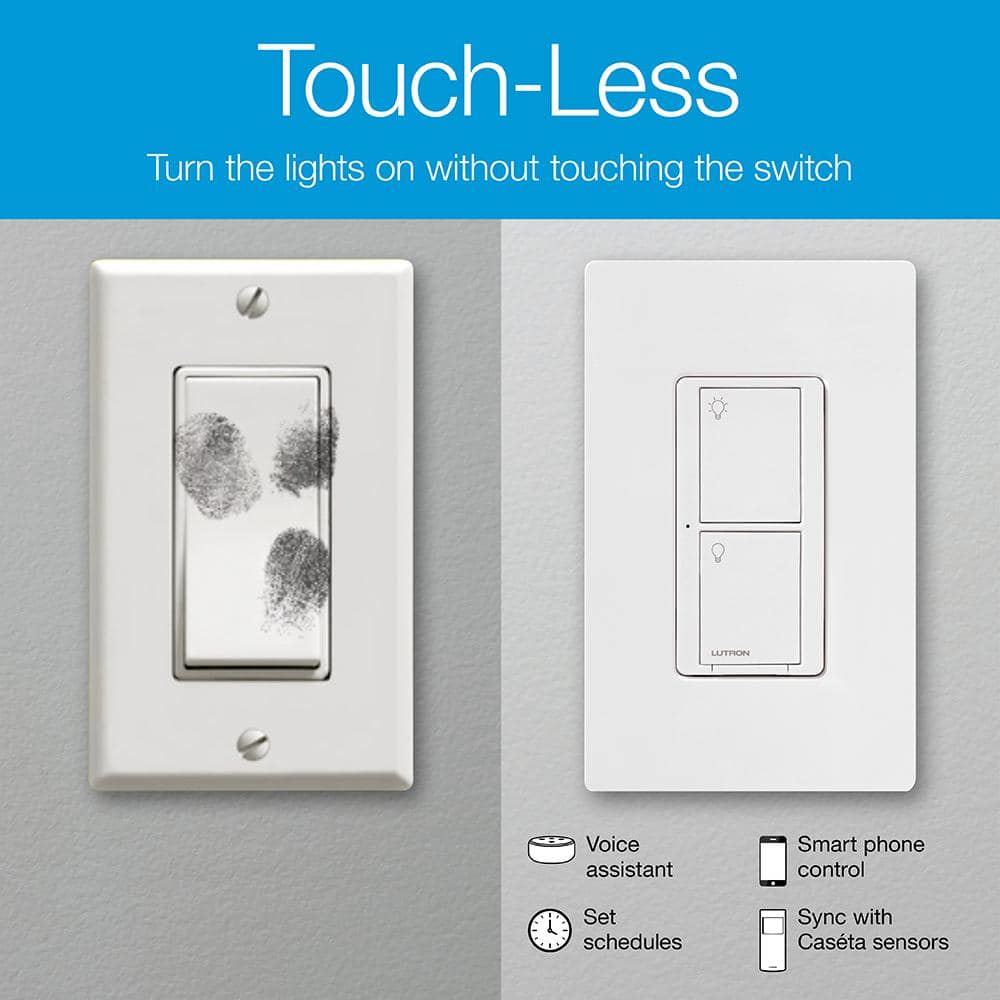 Lutron Caseta Smart Switch for Lights or Fans, 6 Amp, Push Button Light Switch Neutral Wire Required, Black (PD-6ANS-BL)