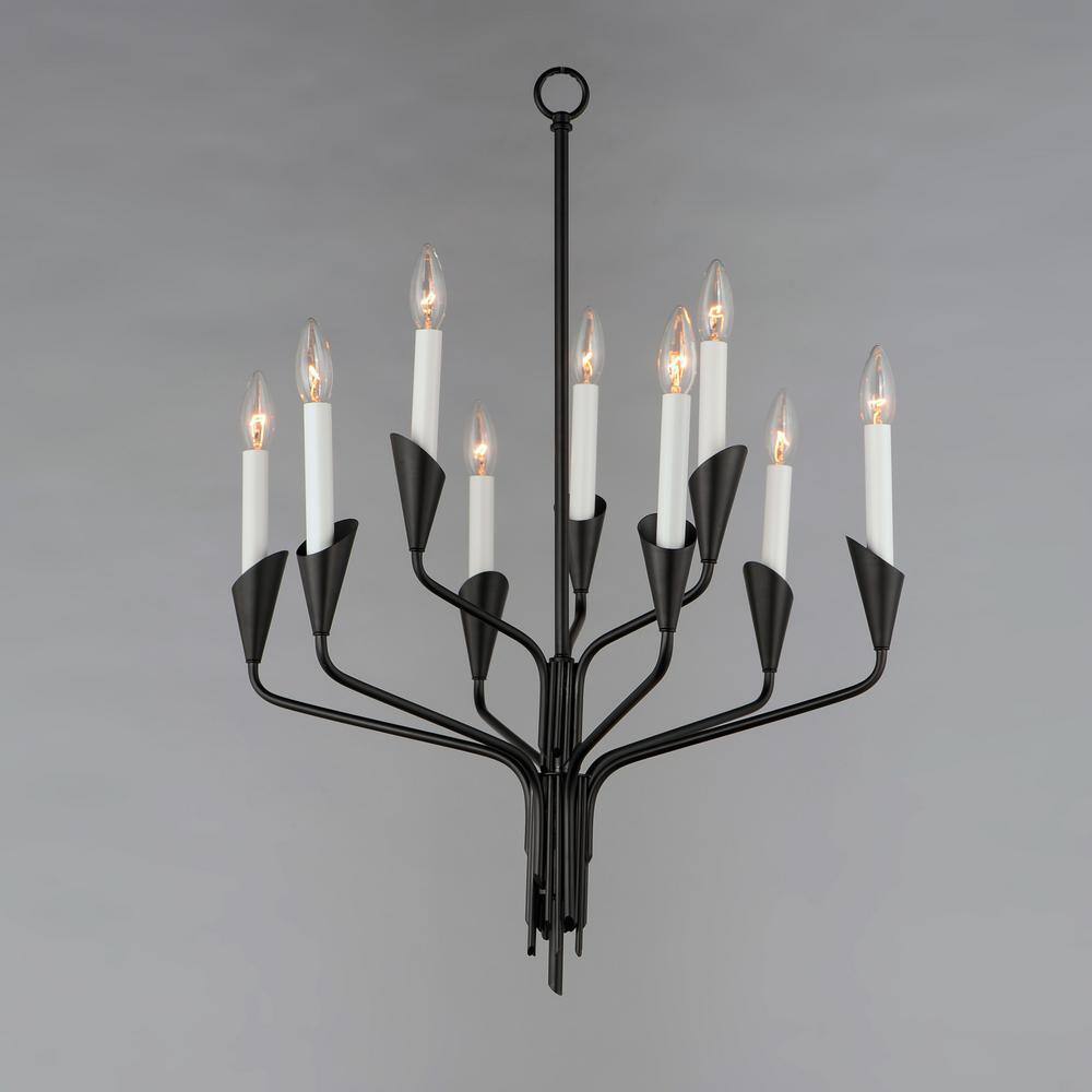Maxim Lighting Calyx 9-Light Black Chandelier, Steel, 104.75 in Max Hanging Length