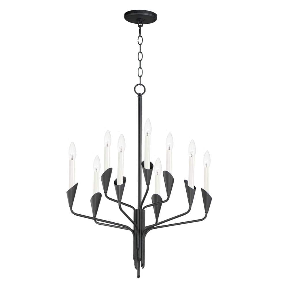 Maxim Lighting Calyx 9-Light Black Chandelier, Steel, 104.75 in Max Hanging Length