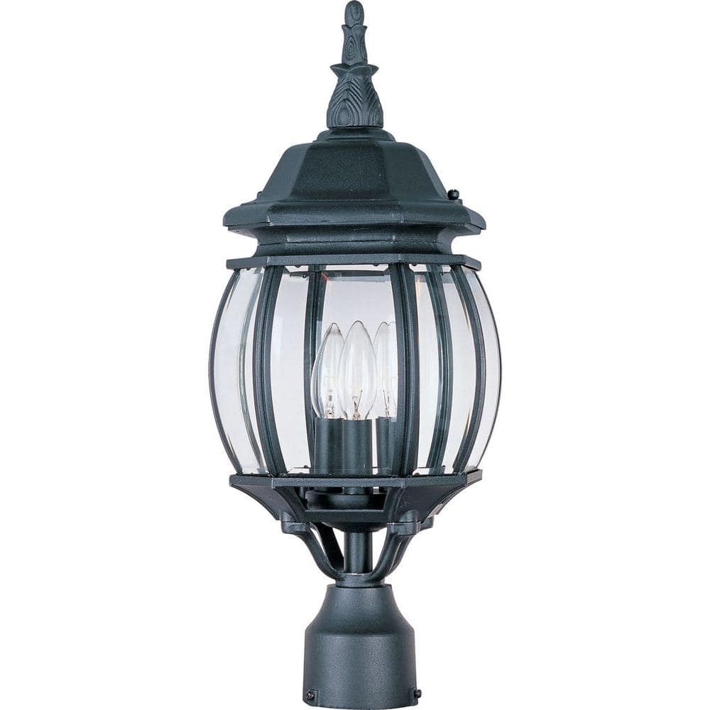 Maxim Lighting Crown Hill 3-Light Black Outdoor Pole/Post Mount, 21 in. H x 8 in. W