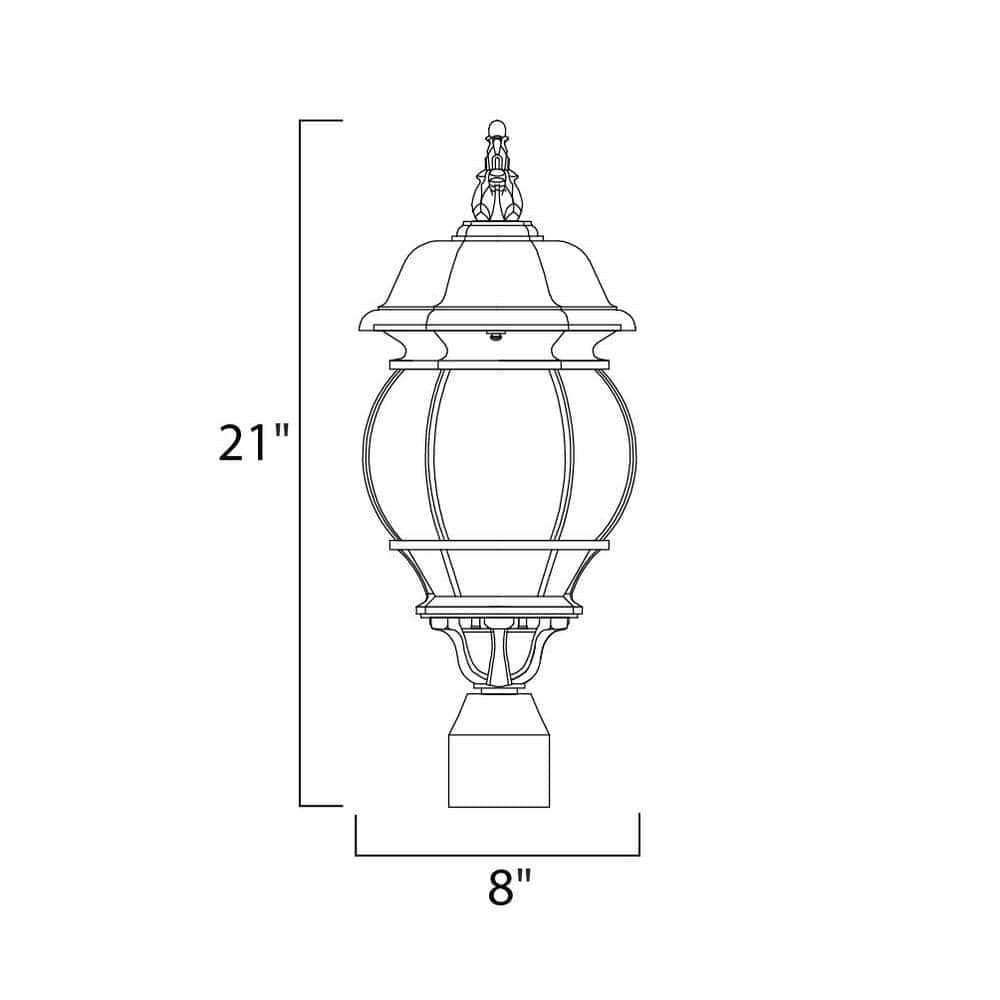 Maxim Lighting Crown Hill 3-Light Black Outdoor Pole/Post Mount, 21 in. H x 8 in. W