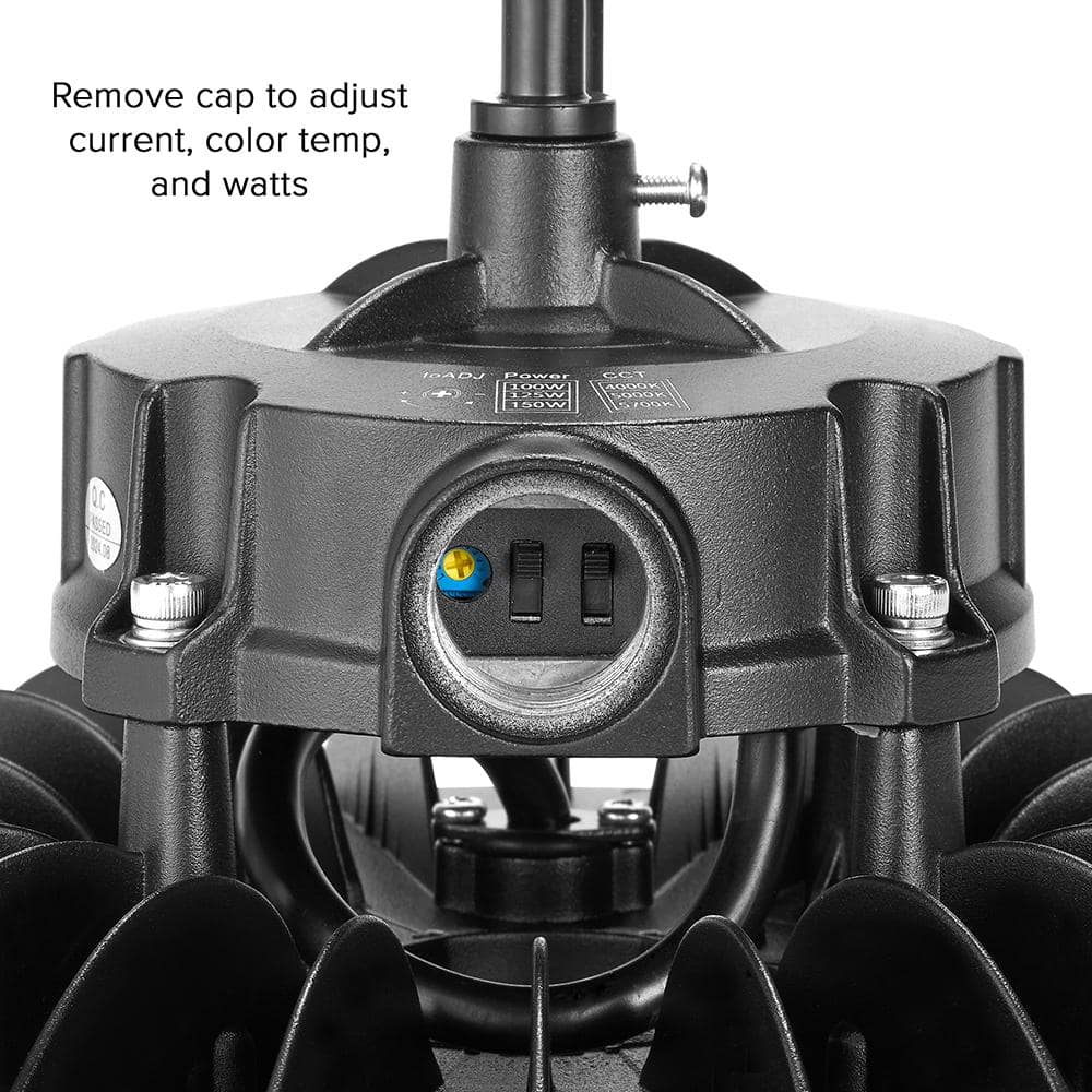 Maxxima 10 in LED UFO High Bay Light Fixture, 22,500 Lumens, 3 CCT 4000K-5700K, Selectable Wattage 100-150, Black, Hardwired
