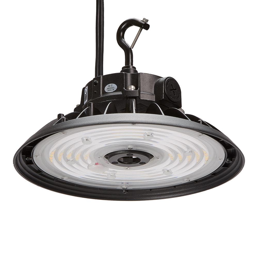 Maxxima 10 in LED UFO High Bay Light Fixture, 22,500 Lumens, 3 CCT 4000K-5700K, Selectable Wattage 100-150, Black, Hardwired