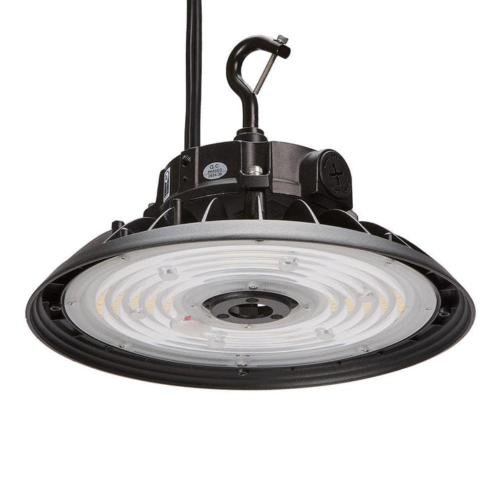 Maxxima 10 in LED UFO High Bay Light Fixture, 22,500 Lumens, 3 CCT 4000K-5700K, Selectable Wattage 100-150, Black, Hardwired