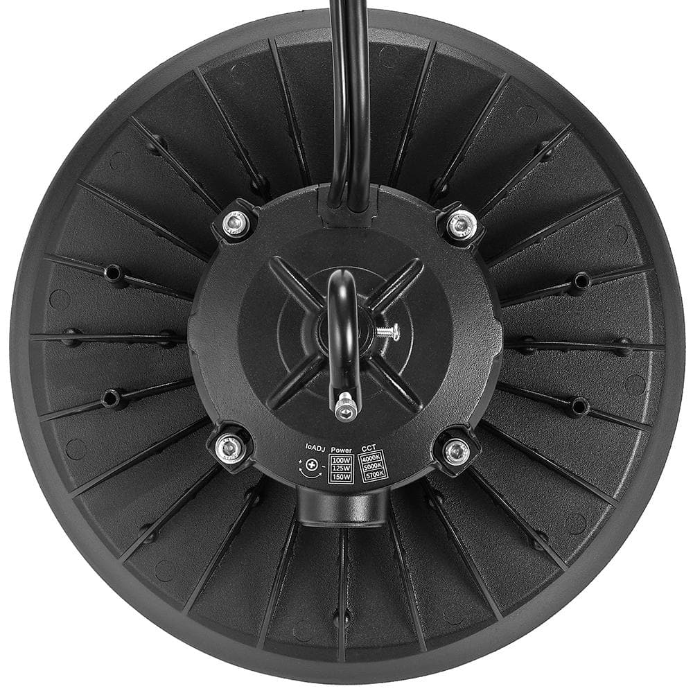 Maxxima 10 in LED UFO High Bay Light Fixture, 22,500 Lumens, 3 CCT 4000K-5700K, Selectable Wattage 100-150, Black, Hardwired