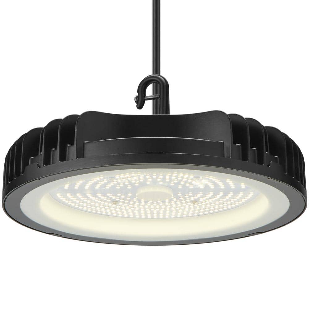Maxxima 12 in. LED UFO High Bay Light Fixture, Black Cable Hardwired Warehouse Light, 5000K, 21,000 Lumens, 200-Watt