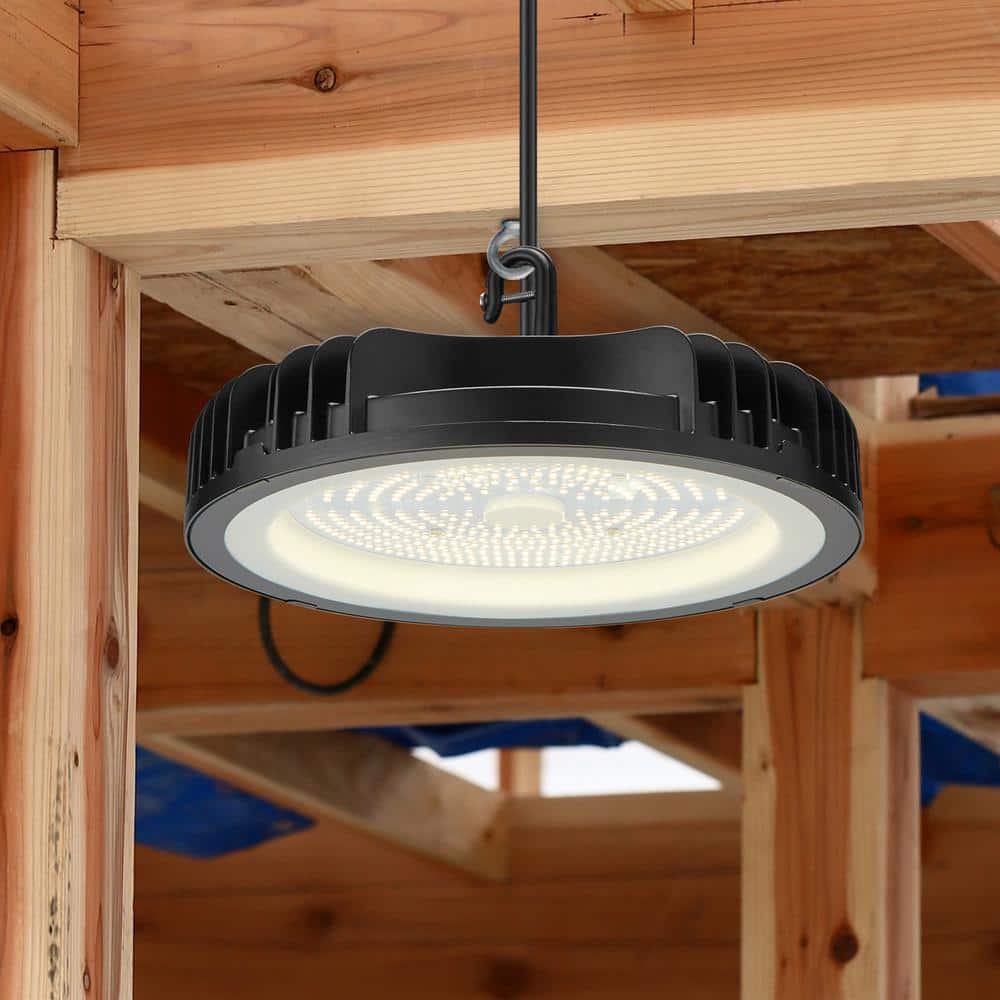 Maxxima 12 in. LED UFO High Bay Light Fixture, Black Cable Hardwired Warehouse Light, 5000K, 21,000 Lumens, 200-Watt