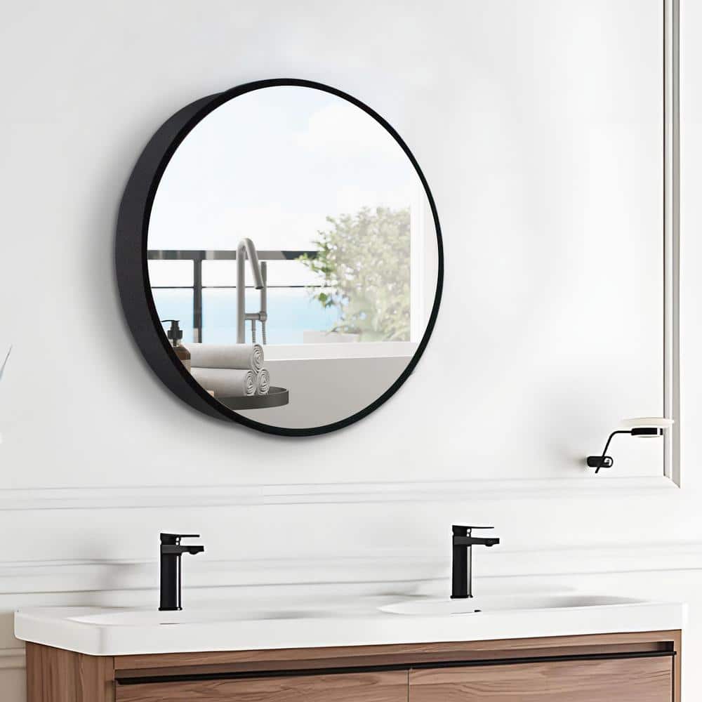 Cesicia Generous 30 in. W x 30 in. H Round Metal Framed Surface Mount Bathroom Medicine Cabinet with Mirror