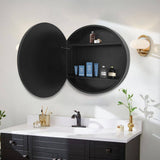30 in. W x 30 in. H Round Black Aluminium Medicine Cabinet with Mirror