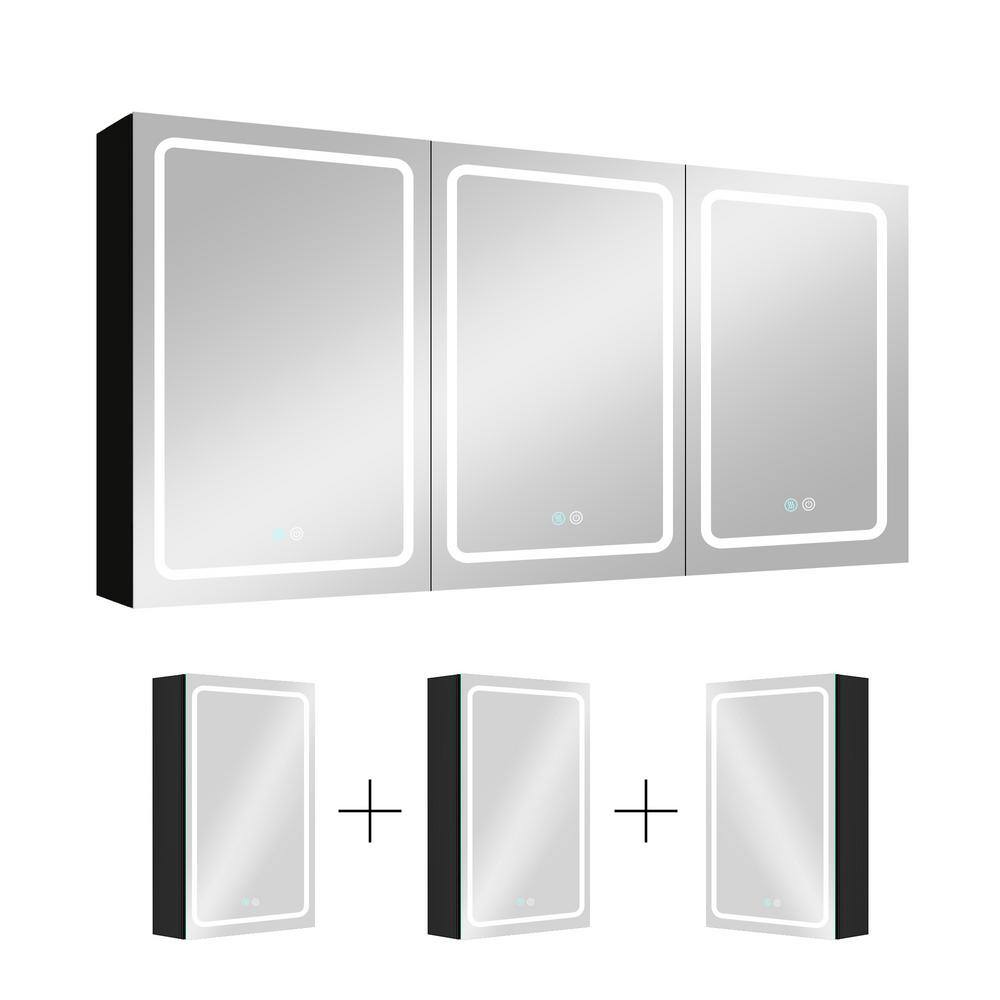60 in. W x 30 in. H x 6 in. D Rectangular Aluminum Medicine Cabinet with Mirror Double Door Lighted Defogging Dimmer