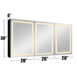 60 in. W x 30 in. H x 6 in. D Rectangular Aluminum Medicine Cabinet with Mirror Double Door Lighted Defogging Dimmer
