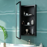 KeonJinn 17 in. W x 25 in. H Rectangular Brass Aluminum Alloy Black Framed Recessed/Surface Mount Medicine Cabinet with Mirror