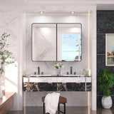 KeonJinn 40 in. W x 32 in. H Rectangular Black Stainless Steels  Framed Recessed/Surface Mount Medicine Cabinet with Mirror