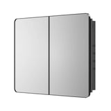 KeonJinn 40 in. W x 32 in. H Rectangular Black Stainless Steels  Framed Recessed/Surface Mount Medicine Cabinet with Mirror