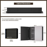 KeonJinn 40 in. W x 32 in. H Rectangular Black Stainless Steels  Framed Recessed/Surface Mount Medicine Cabinet with Mirror