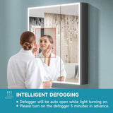 HOMLYLINK 30 in. W x 32 in. H Rectangular Black Aluminum Two-Door Recessed or Surface Mount Medicine Cabinet with Mirror Interior