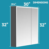HOMLYLINK 30 in. W x 32 in. H Rectangular Black Aluminum Two-Door Recessed or Surface Mount Medicine Cabinet with Mirror Interior