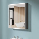 HOMLYLINK 30 in. W x 32 in. H Rectangular Black Aluminum Two-Door Recessed or Surface Mount Medicine Cabinet with Mirror Interior