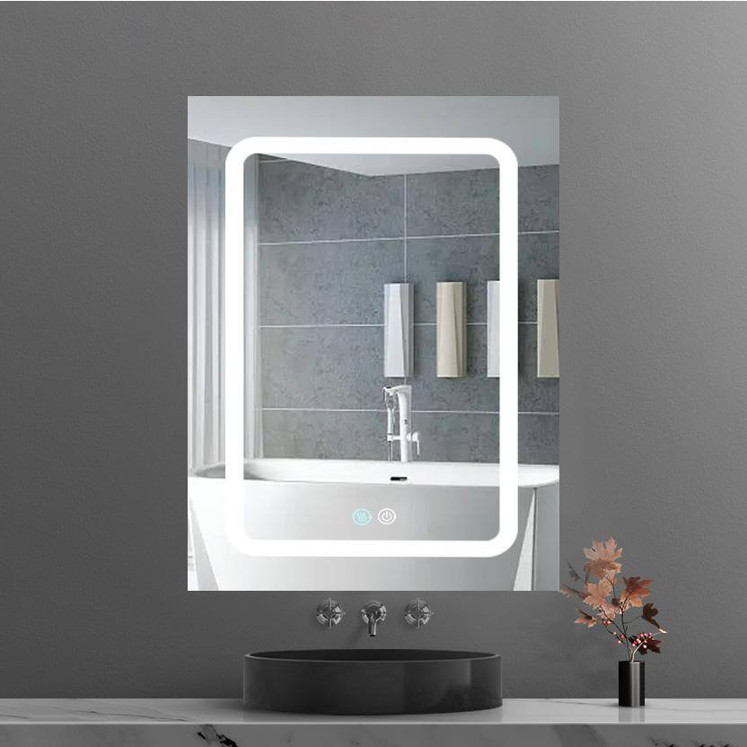 20 in. W x 30 in. H Rectangular LED Black Aluminum Recessed/Surface Mount Medicine Cabinet with Mirror