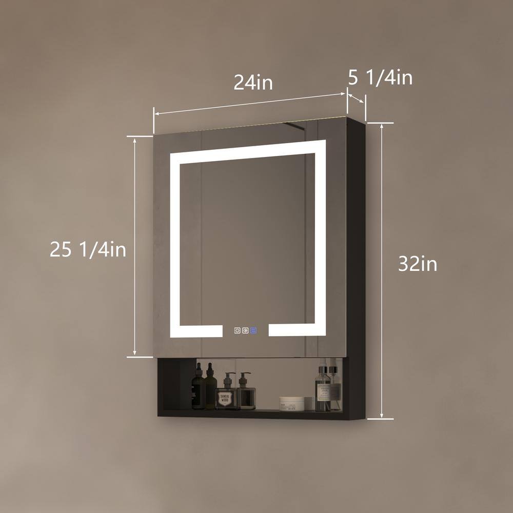 Unbranded Modern 24 in. W x 32 in. H Rectangular Aluminum Medicine Cabinet with Mirror for Bathroom