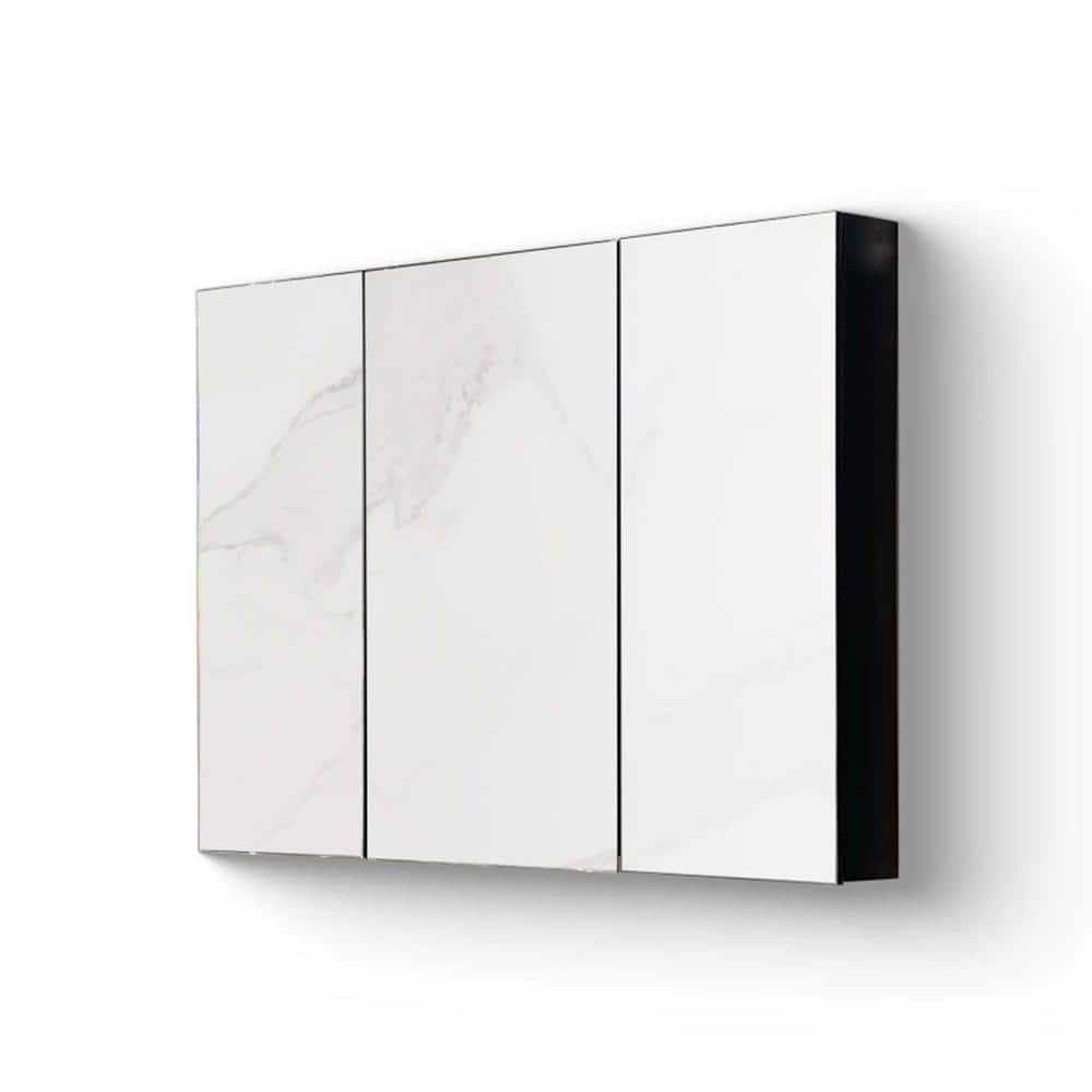 XUJMK 39 in. W x 28 in. H Rectangular Metal Medicine Cabinet with Mirror,Vanity Mirrors Recessed&Surface Mount