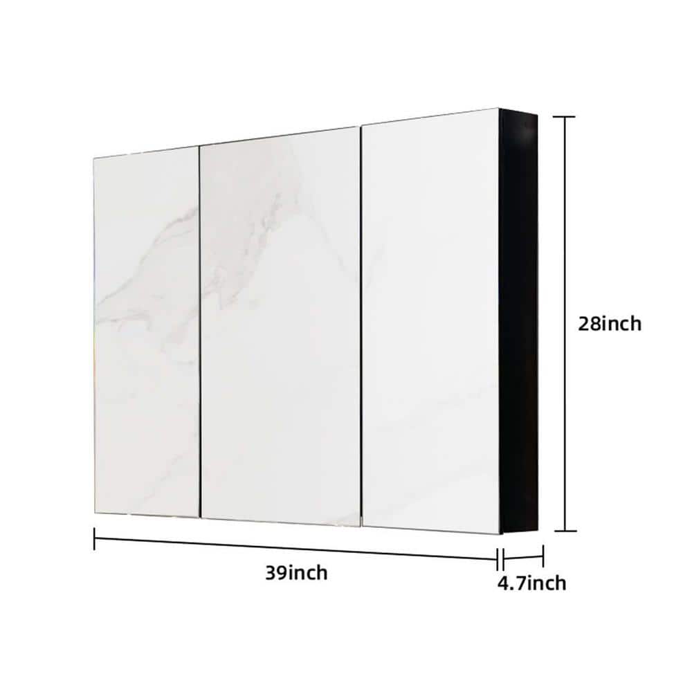 XUJMK 39 in. W x 28 in. H Rectangular Metal Medicine Cabinet with Mirror,Vanity Mirrors Recessed&Surface Mount