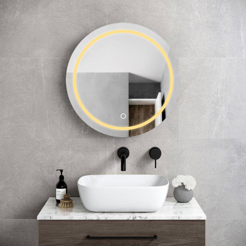 Cesicia 26 in. W x 26 in. H Round Iron Wall Mount Medicine Cabinet with Mirror 3 Colors LED Anti-fog Function