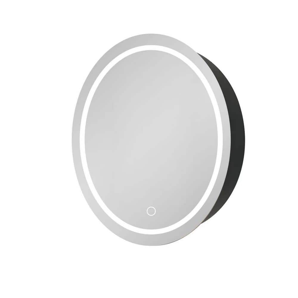 Cesicia 26 in. W x 26 in. H Round Iron Wall Mount Medicine Cabinet with Mirror 3 Colors LED Anti-fog Function