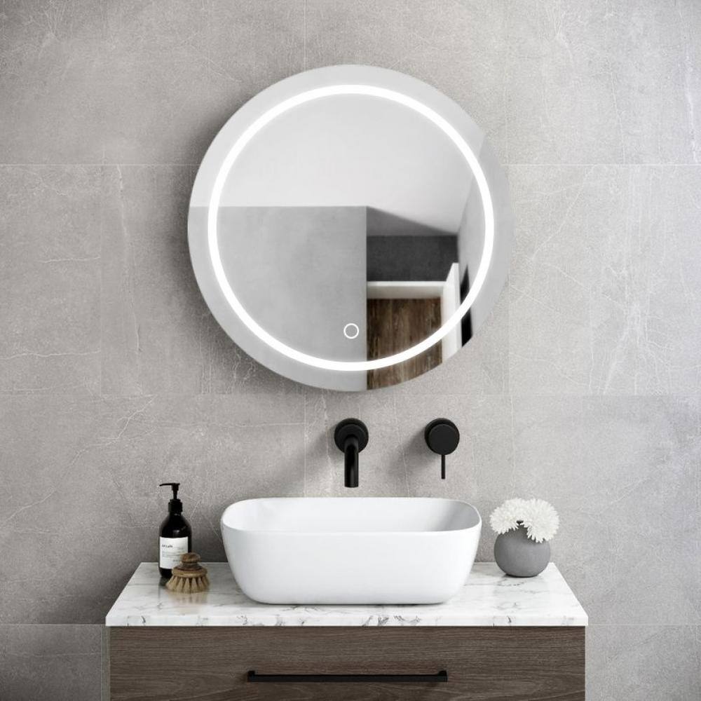 Cesicia 26 in. W x 26 in. H Round Iron Wall Mount Medicine Cabinet with Mirror 3 Colors LED Anti-fog Function