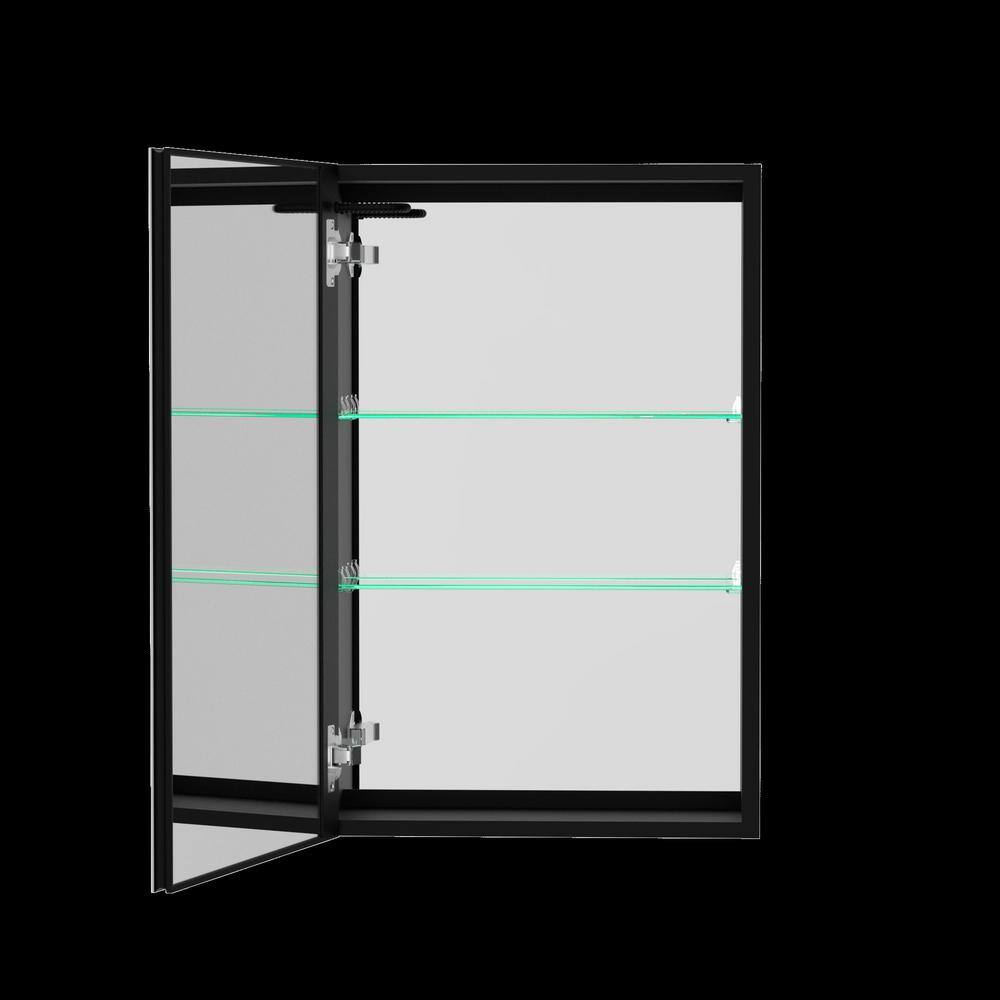 Unbranded Modern 20 in. W x 30 in. H Black Rectangular Surface Mount Framed Bathroom Medicine Cabinet with Mirror (Right Open)
