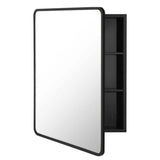 30 in. W x 24 in. H Black Metal Framed Rounded Corner Wall Mount/Recessed Bathroom Medicine Cabinet with Mirror