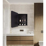 30 in. W x 24 in. H Black Metal Framed Rounded Corner Wall Mount/Recessed Bathroom Medicine Cabinet with Mirror