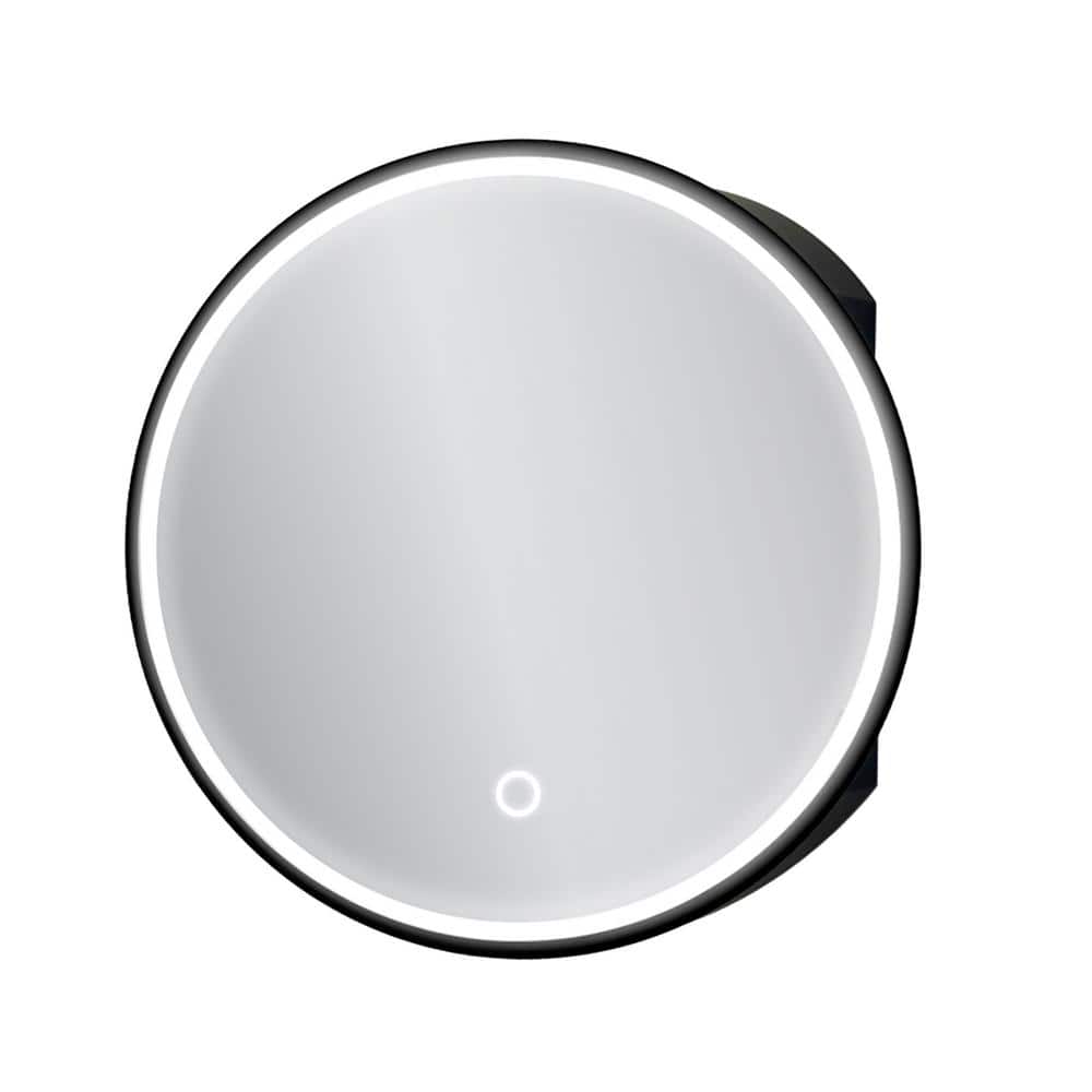 UKISHIRO 24 in. W x 24 in. H Rounded Iron Medicine Cabinet with Mirror and Anti-Fog Function