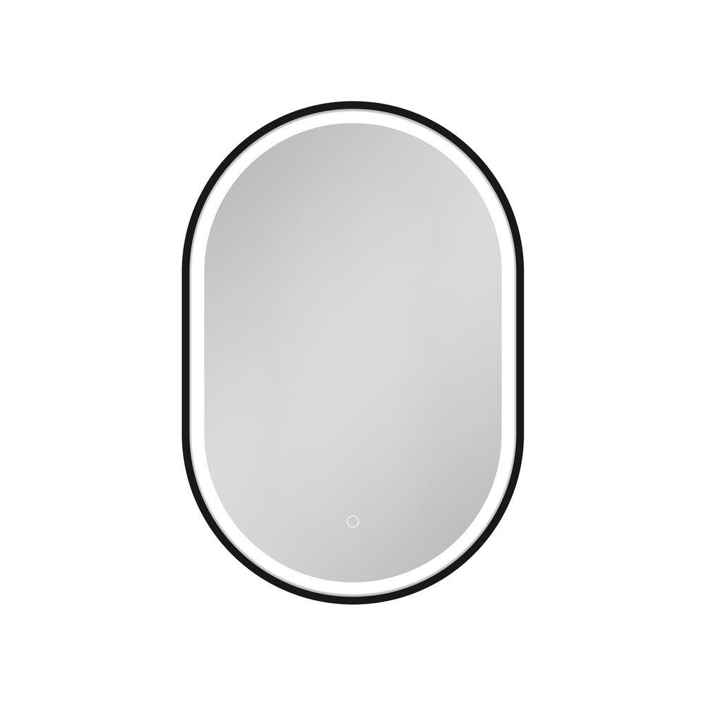 UPIKER Lifestyle 21 in. W x 31 in. H Small Oval Aluminum Framed LED Medicine Cabinet with Mirror