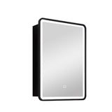 Unbranded 24 in. W x 30 in. H Rectangular Black Framed Iron Medicine Cabinet with Mirror Anti-fog Function and 3 Colors Light