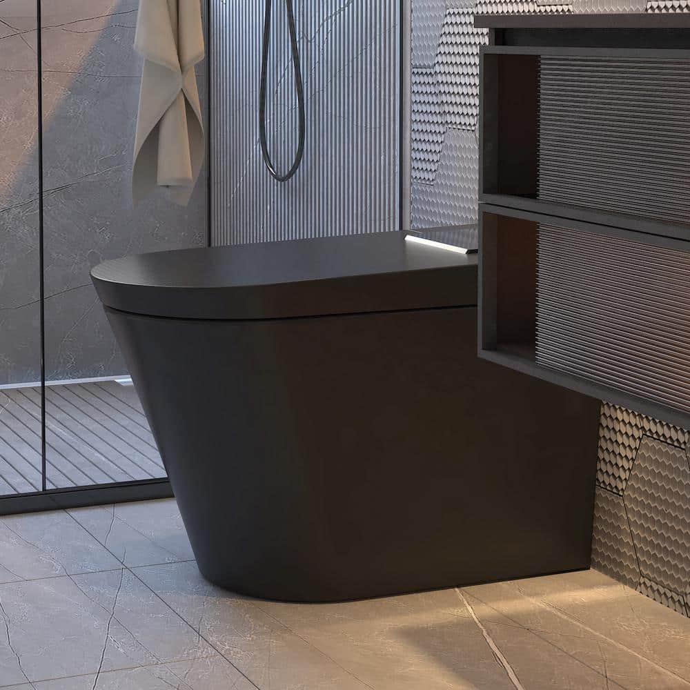 MEDUNJESS M-G Elongated Black Smart Toilet with Auto Features and Heated Seat