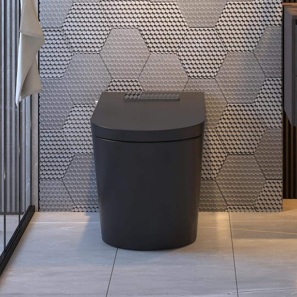 MEDUNJESS M-G Elongated Black Smart Toilet with Auto Features and Heated Seat