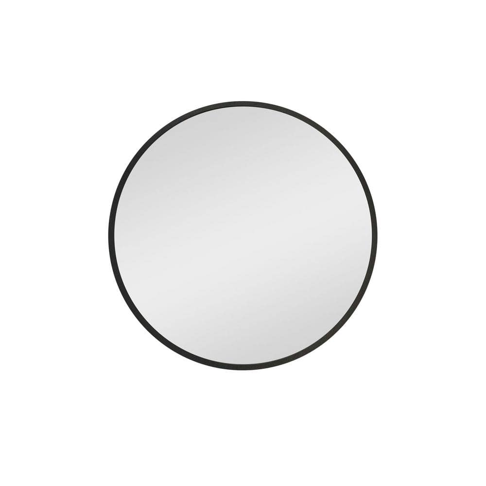 MEDUNJESS ASY 24 in. W x 24 in. H Round Black Framed Wall Mount Medicine Cabinet with Mirror