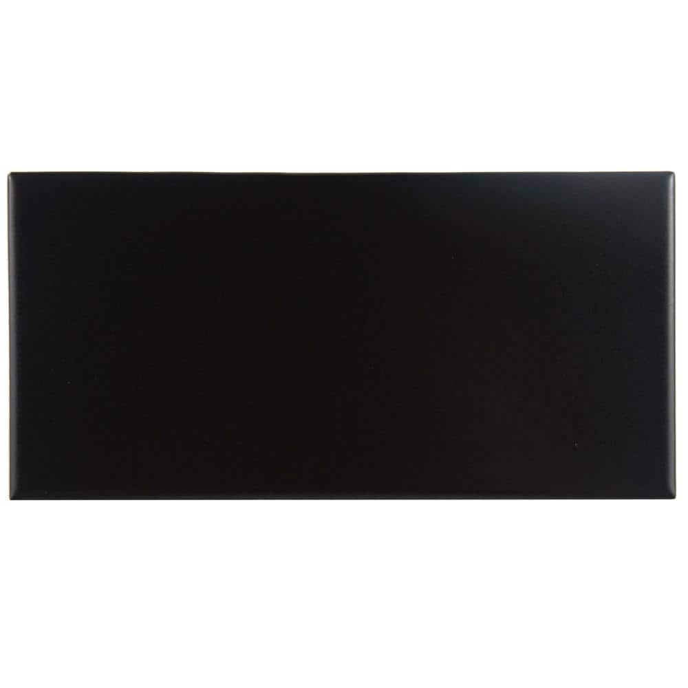 Merola Tile Projectos 7-3/4 in. x 3-7/8 in. Preto Matte Ceramic Subway Floor and Wall Tile (11.46 sq. ft. / Case)