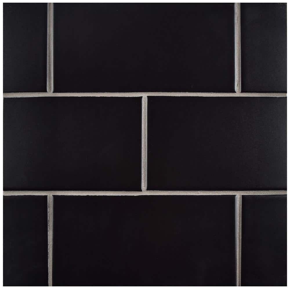 Merola Tile Projectos 7-3/4 in. x 3-7/8 in. Preto Matte Ceramic Subway Floor and Wall Tile (11.46 sq. ft. / Case)