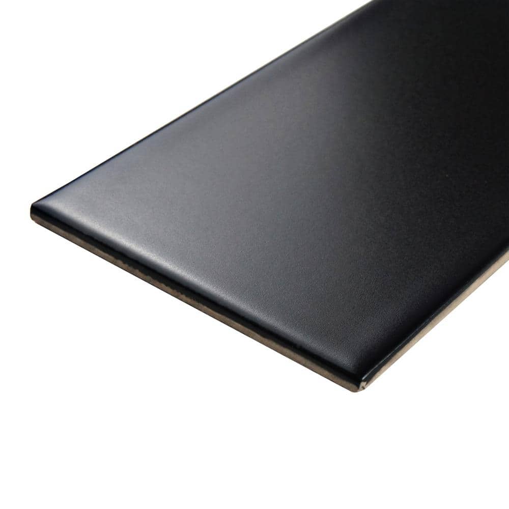 Merola Tile Projectos 7-3/4 in. x 3-7/8 in. Preto Matte Ceramic Subway Floor and Wall Tile (11.46 sq. ft. / Case)