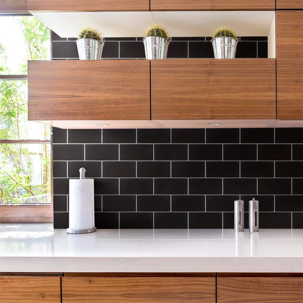 Merola Tile Projectos 7-3/4 in. x 3-7/8 in. Preto Matte Ceramic Subway Floor and Wall Tile (11.46 sq. ft. / Case)