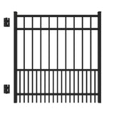 Benson 4 ft. x 4 ft. Black Aluminum Puppy Picket Straight Fence Gate